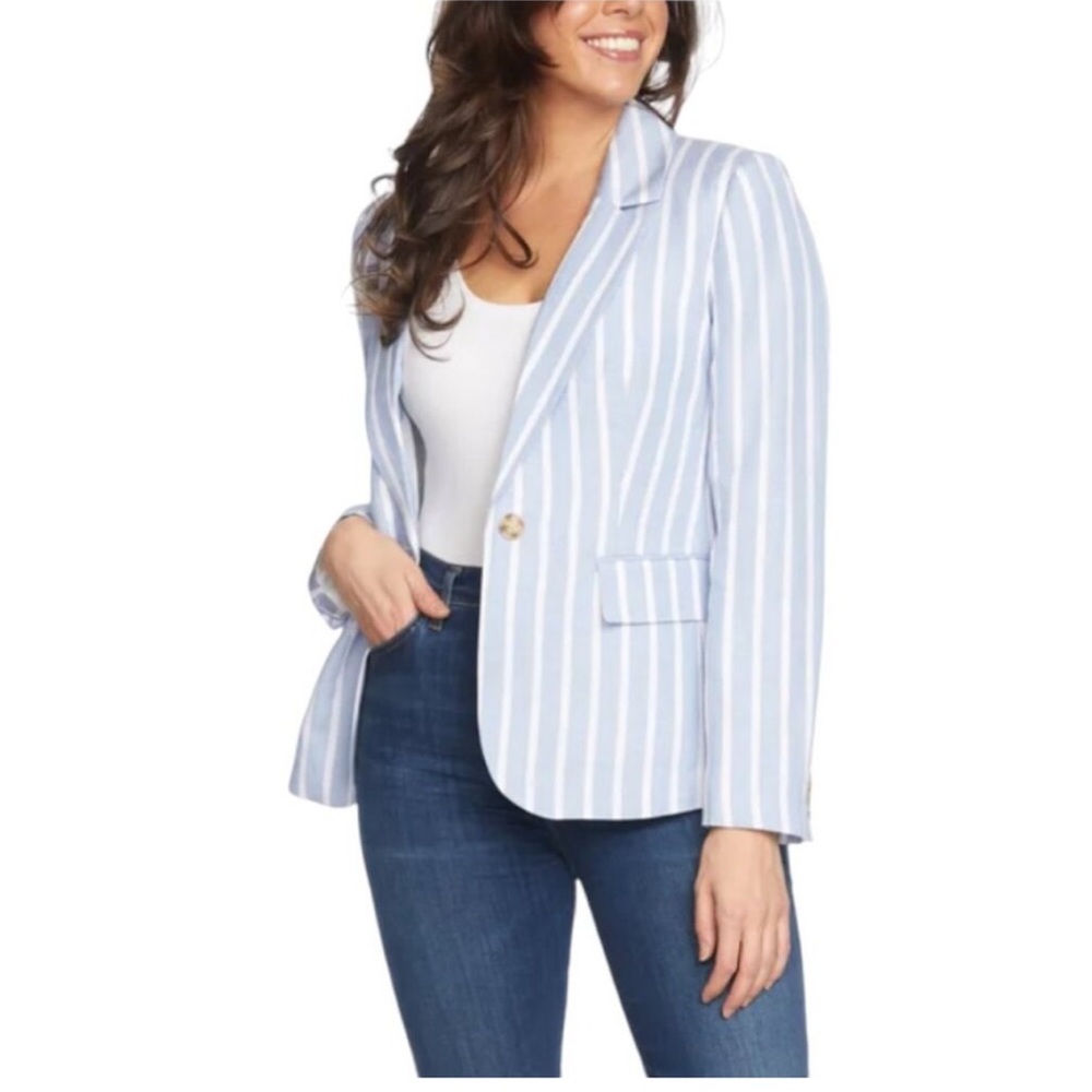 L Philosophy republic clothing Linedstriped Linen Blue blazer Women